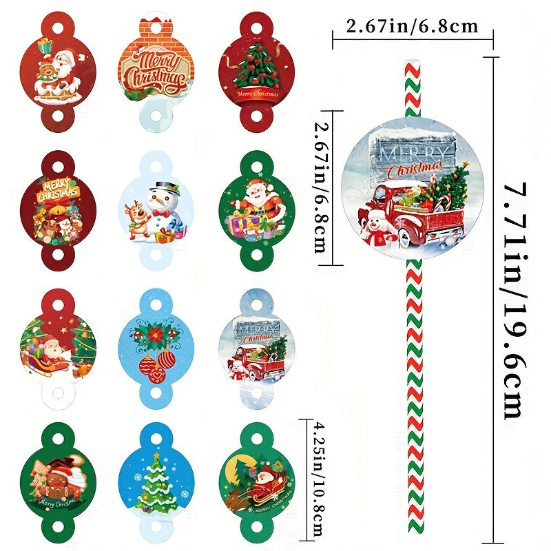 Christmas Party Straws Santa Snowman Straws Pack of 24