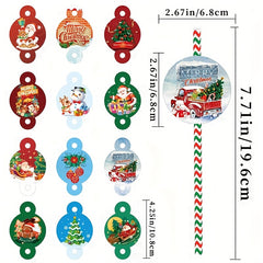 Christmas Party Straws Santa Snowman Straws Pack of 24