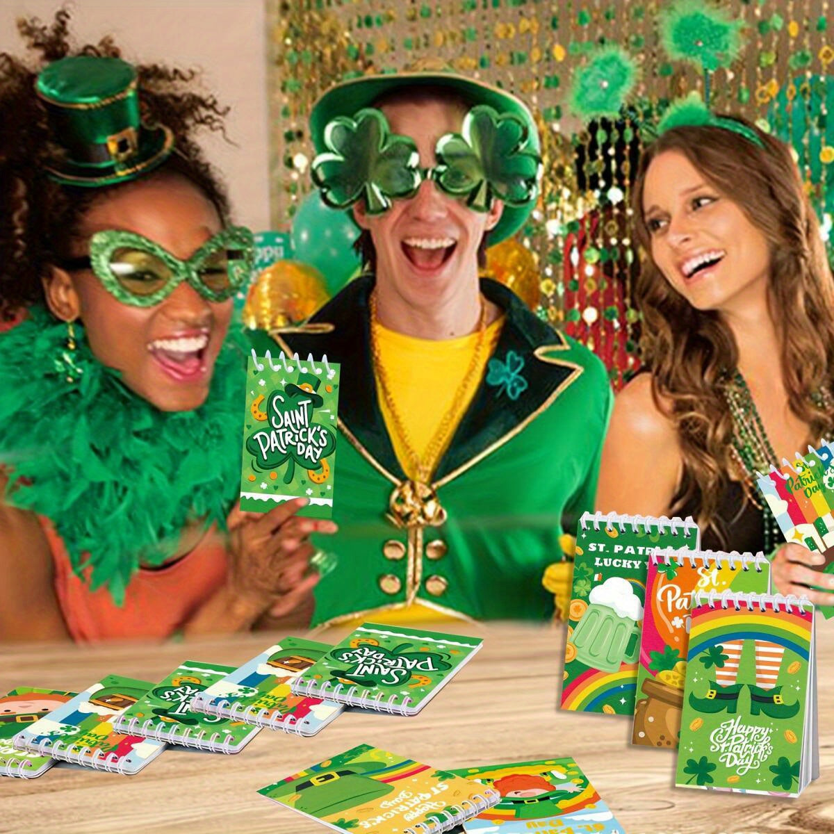 8 St Patrick's Notepads Featuring Lucky Shamrocks Hats And Beer Designs