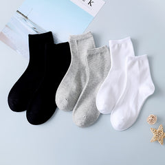 6 Pairs Solid Crew Socks for Women