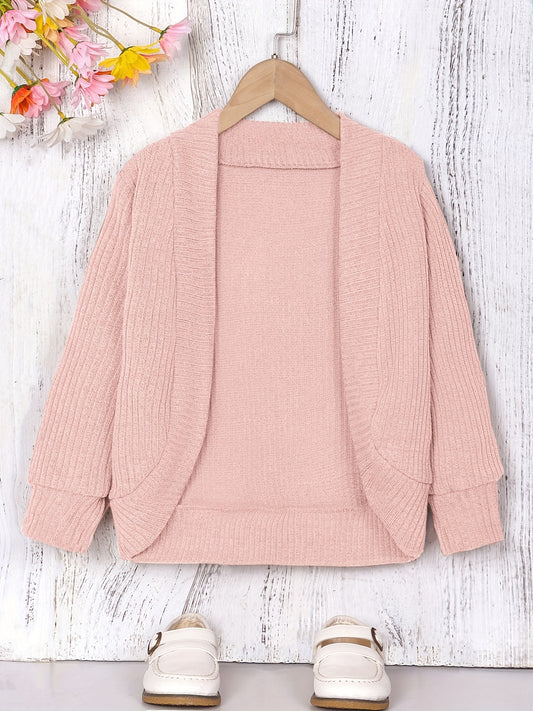 Toddler Girls Shawl Knit Cardigan Open Front Sweater Coat Versatile Spring Fall