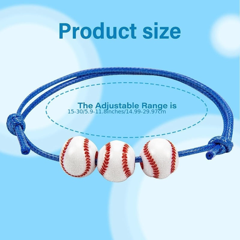 16 Pcs Baseball Bracelets Adjustable Inspirational Sport Theme Charm Bracelets