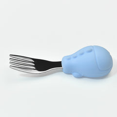 Baby Learn To Eat Training Fork Spoon Short Handle Stainless Steel Tableware