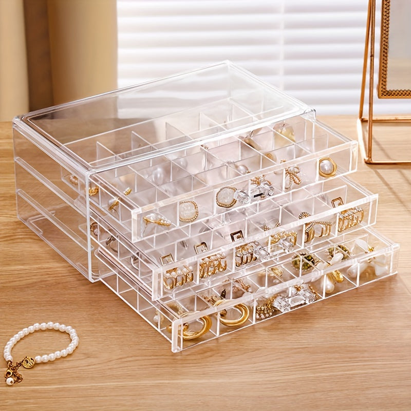 Transparent Jewelry Storage Box Large Capacity Drawer Style Case