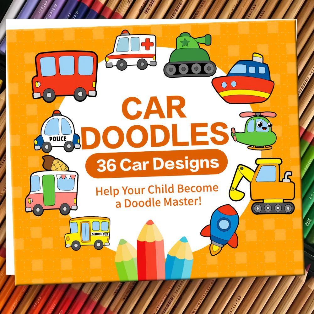 Kids' Car Doodle Activity Book with 36 Designs