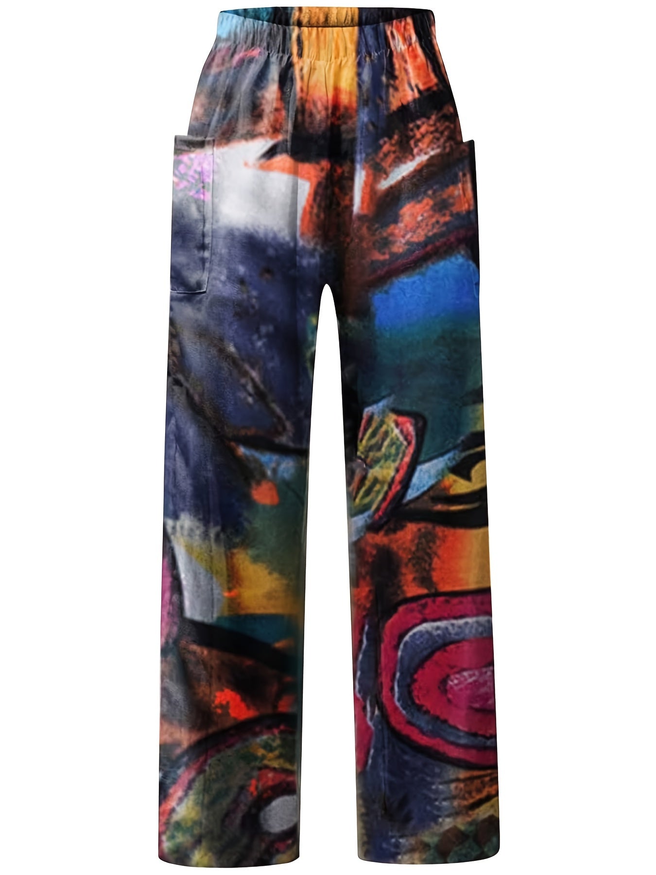 Geometric Print High Rise Wide Leg Pants Plus Size