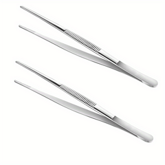 2pcs Stainless Steel Tweezers for BBQ Repair Silvery Durable