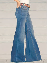 Women's Plus Button Fly High Rise Flared Leg Jeans