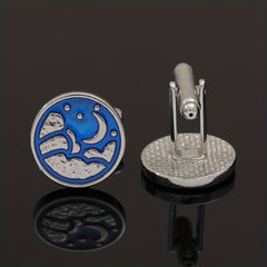 Round Map Cufflink For Men Shirt Cufflinks Wedding Suit