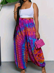  Tie Dye Print High Rise Lantern Pants