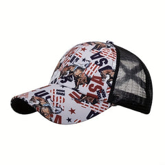 Ponytail Trucker Hat Horse Print Mesh Dad Hat For Women
