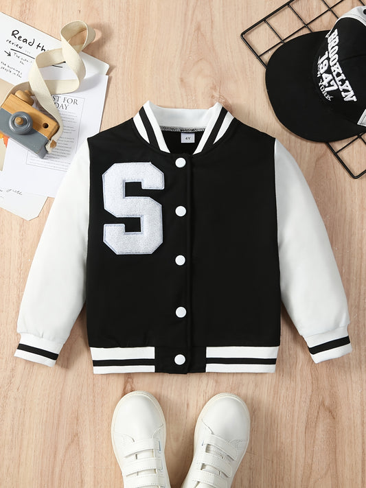 Boys Letter S Varsity Jacket Long Sleeve