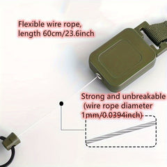 Metal Buckle Keychain With Clip & Retractable Wire Rope