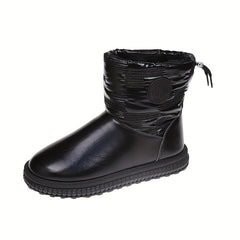 Glitter Faux Leather Plush Lined Snow Boots Fall Winter Warm Snow Shoes