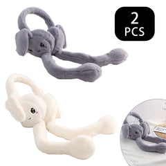 2pcs Rabbit Ear Muffs Stretchable Polyester Ear Covers Warm Comfortable