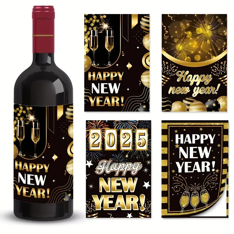 8pcs Wine Bottle Stickers - Year Celebration Adhesive Labels