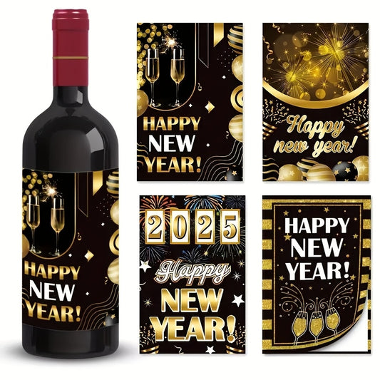 8pcs Wine Bottle Stickers - Year Celebration Adhesive Labels