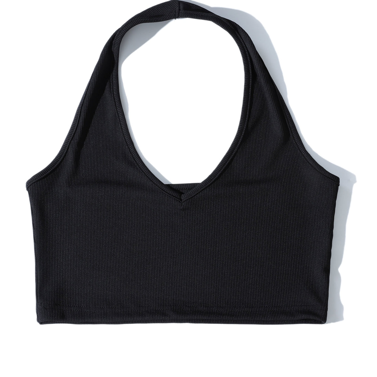 Women's Ribbed Halter Neck Camisole Solid Top