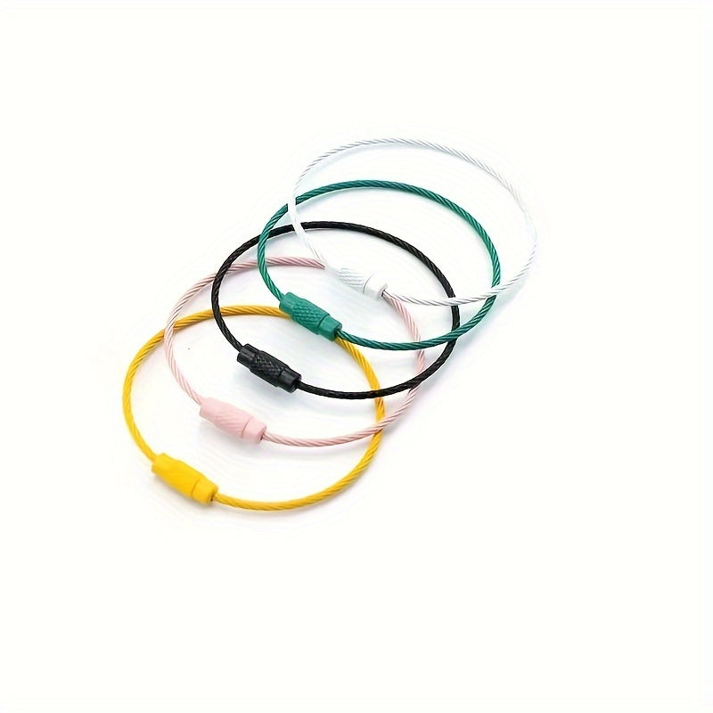 Stainless Steel Key Ring Loop Wire Keychain Rotating Screw Key Ring
