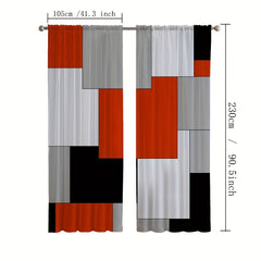 2pcs Red Plaid Curtains Rod Pockets Window Treatment for Home Decor