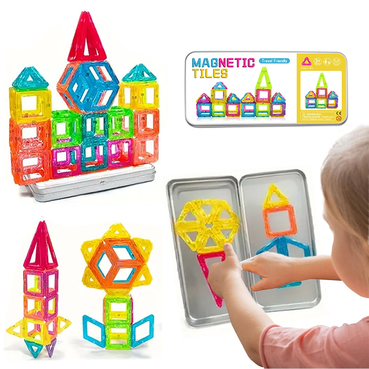 Mini Magnetic Building Blocks Toy Set for Kids with Iron Box