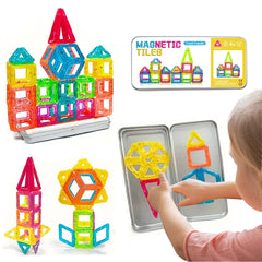 Mini Magnetic Building Blocks Toy Set for Kids with Iron Box