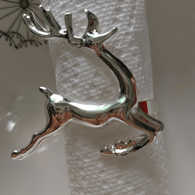 1pc Golden Deer Napkin Rings Solid Buckle Cast Iron Polished Metal