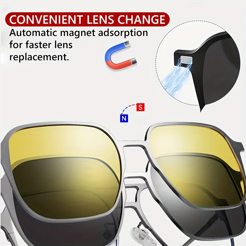 3-in-1 Magnet Clip Sunglasses for Men Women Polarized UV400