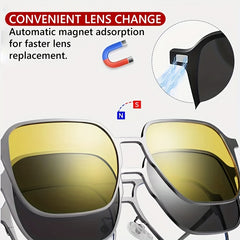 3-in-1 Magnet Clip Sunglasses for Men Women Polarized UV400
