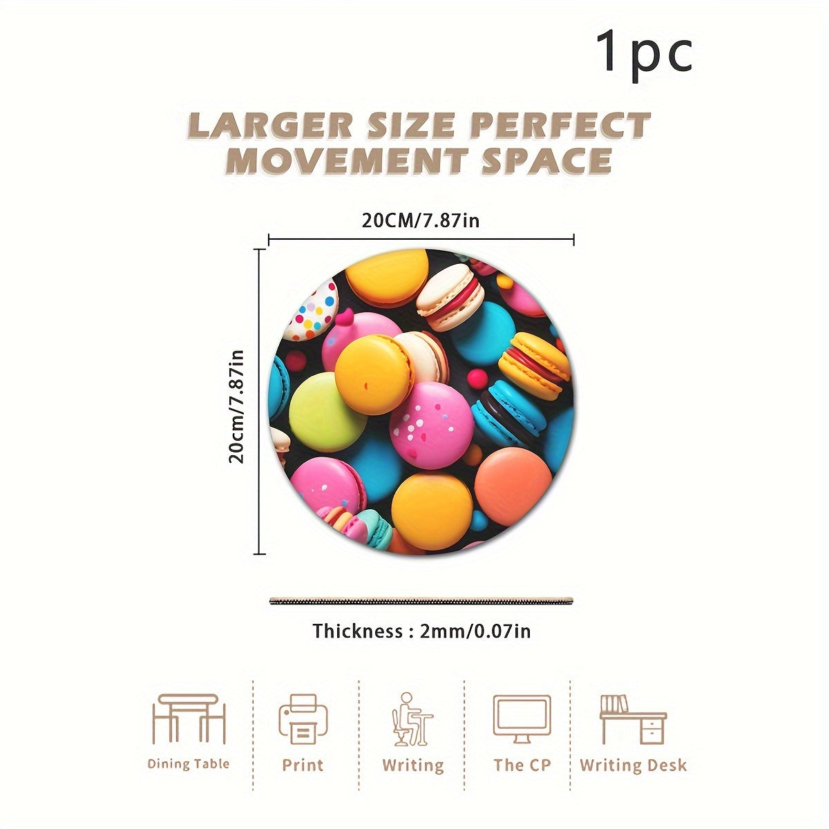 Colorful Biscuit Printed Anti-slip Mouse Pad for Gaming and Office Use
