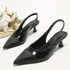 Women's Cap Toe Kitten Heels Slingback Sandals