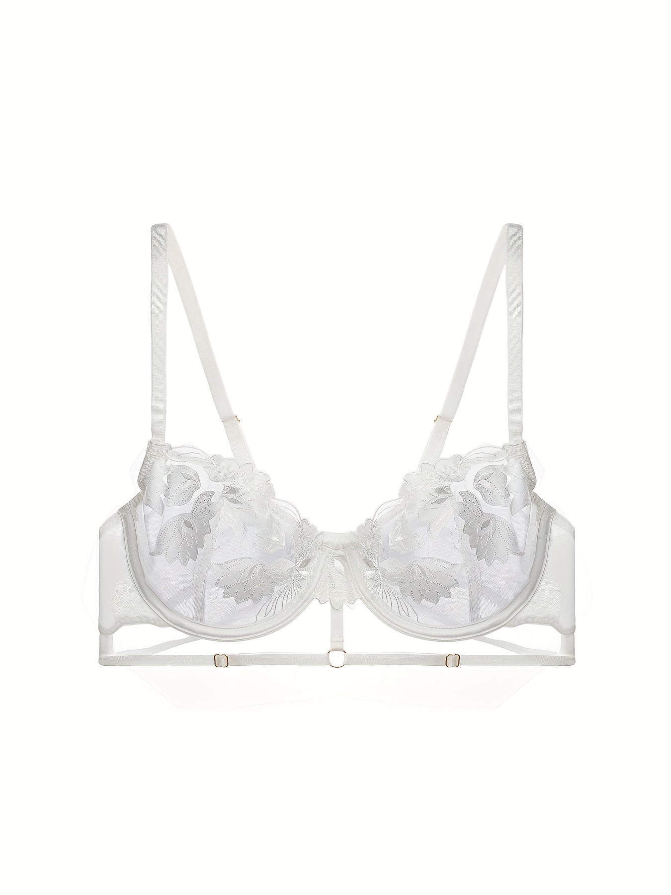Floral Lace Unlined Bra Sexy Ultra Thin Push Up Intimates Bra