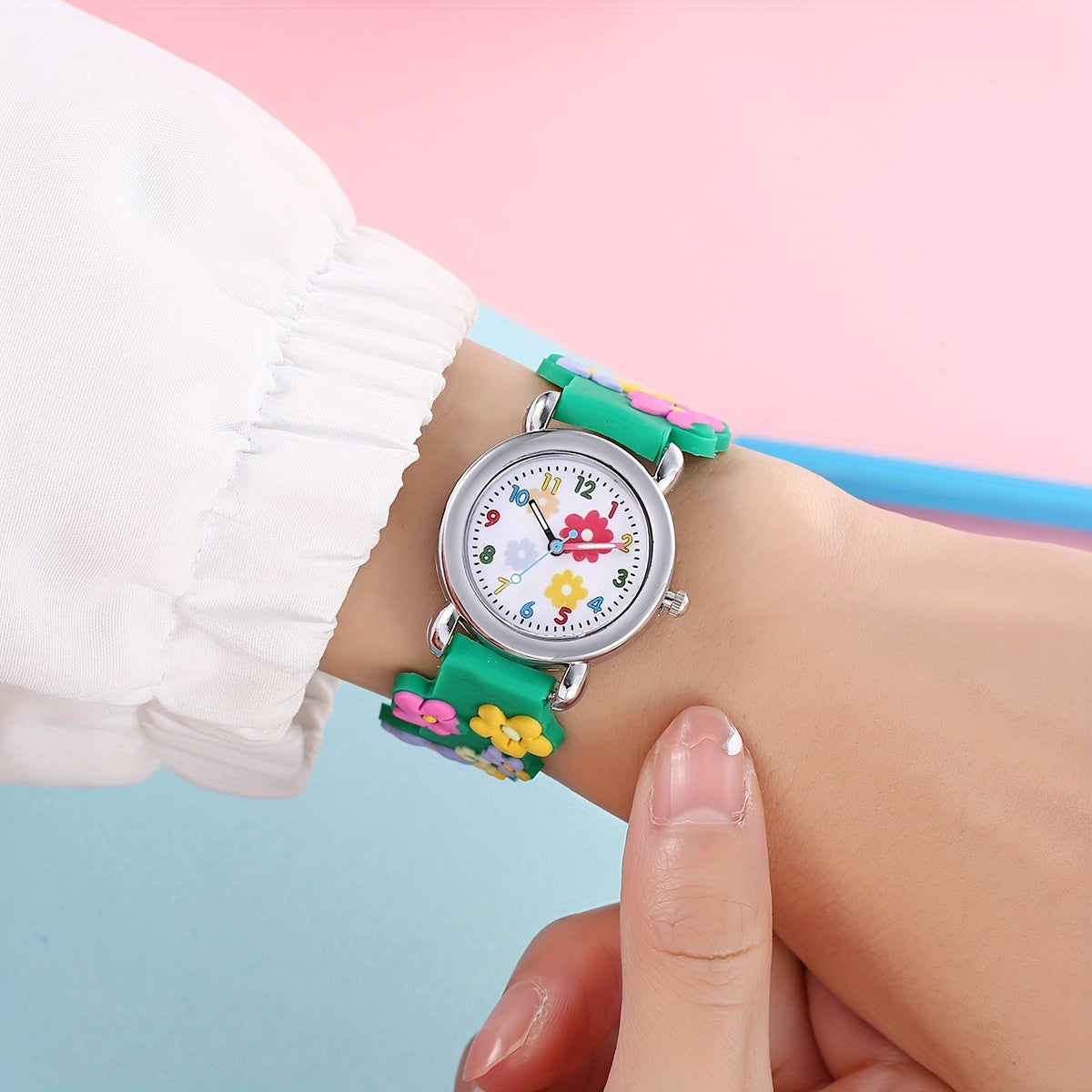 Kids Plastic Flower Pattern Watch