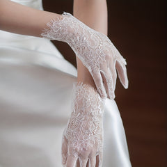 Classic Lace Gloves Floral Hollow Out Bridal Wedding Gloves