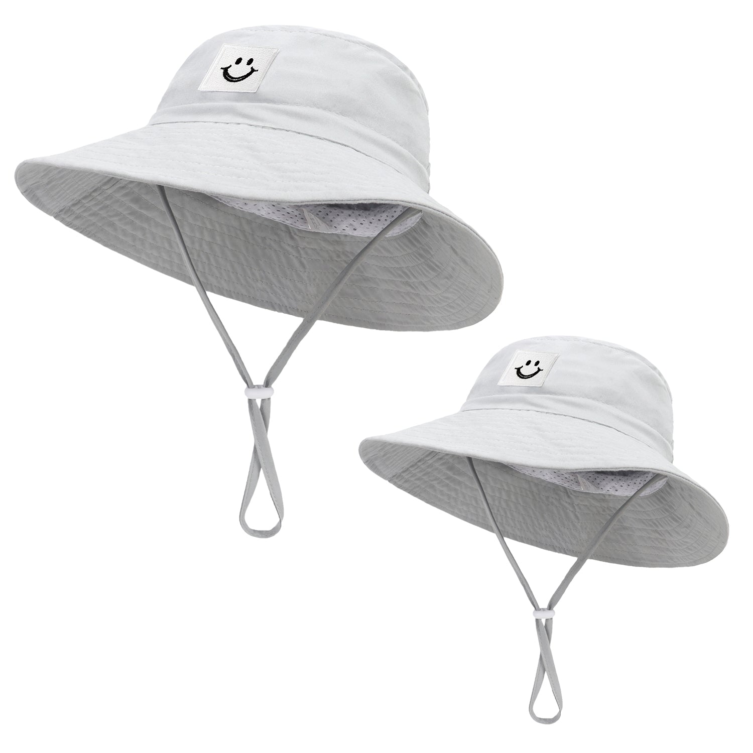 Kids Smile Face Patch Sun Hat Bucket Hat Adjustable Straps