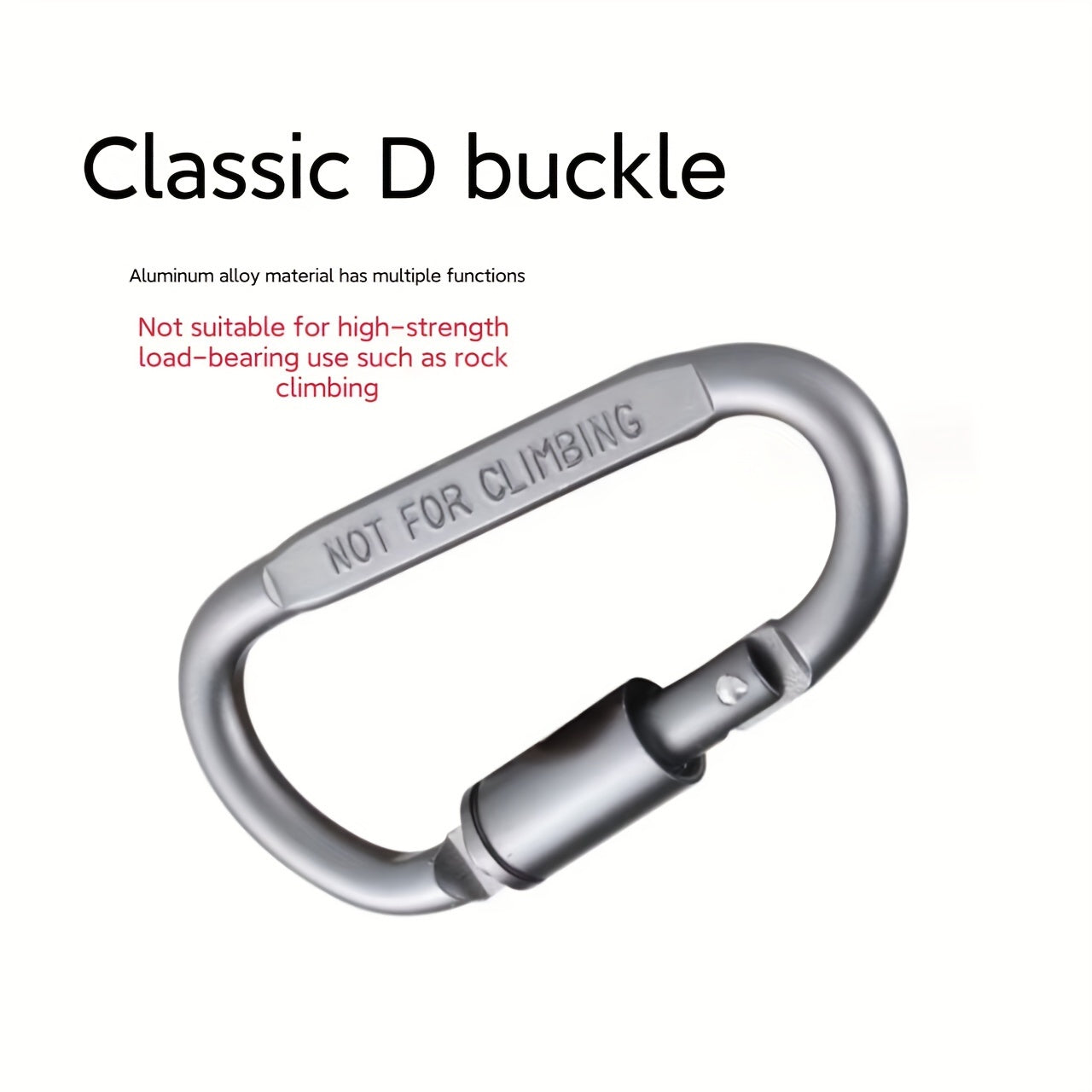 Aluminum Alloy D-Shaped Hanging Buckle for Camping, Hiking, Fishing