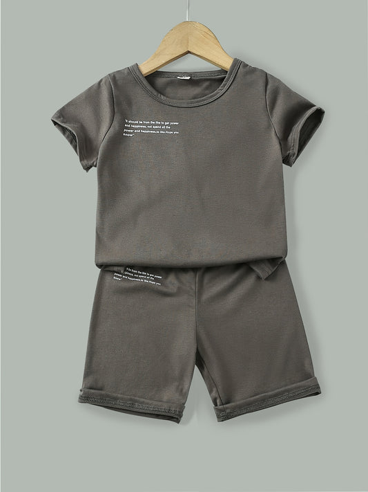 Boys Summer Letter Outfit Shorts & T-shirt Set
