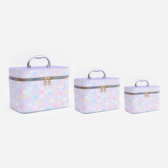 Heart Pattern Makeup Travel Case Cosmetic Organizer Bag with Mirror - 3 Sizes