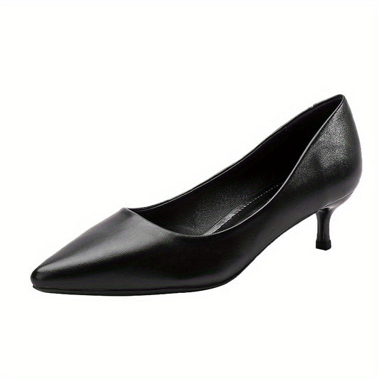 Women's Pointed Toe Kitten Heels Solid Slip On Low Heels