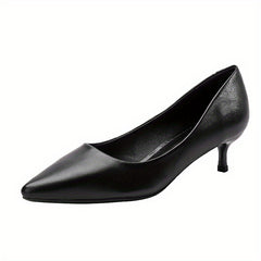 Women's Pointed Toe Kitten Heels Solid Slip On Low Heels