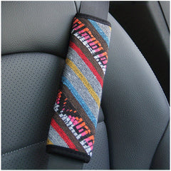 Ethnic Wind Linen Car Seat Belt Shoulder Pad Protective Cover