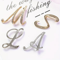 Rhinestone Letter Brooch Pin Alloy Diamond Inlaid Corsage Jewelry