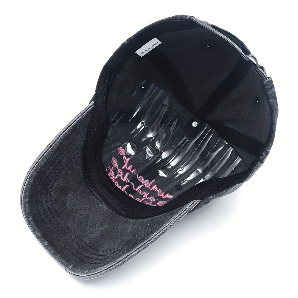 Vintage Letter Embroidered Baseball Cap Washed Distressed Dad Hat