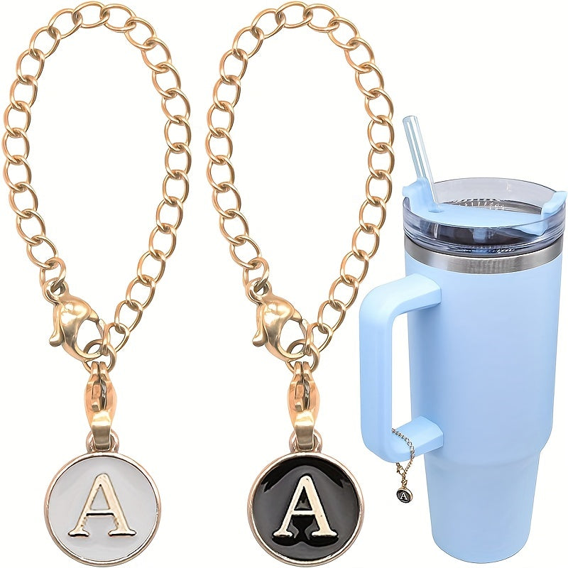 2pcs Letter Charm for Tumbler Cup Decoration Pendant Chain, Initial Accessories