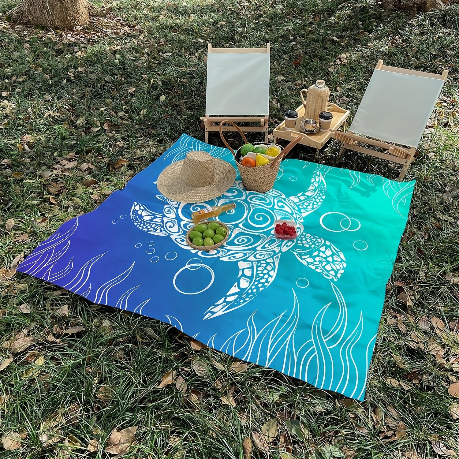 Sea Turtle Picnic Mat Lightweight Waterproof & Sandproof for Beach & Outdoor