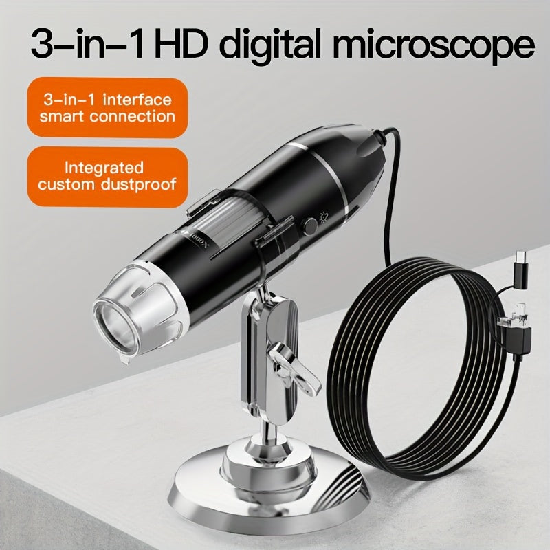 1600X Digital Microscope Camera Portable 3-in-1 Electronic Microscope