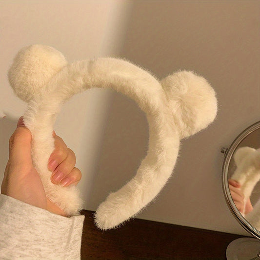 Fuzzy Bear Ear Headband Fluffy Cartoon Headband for Girls