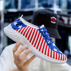 Women's Star Graphic Knit Sneakers Low Top Running Shoes