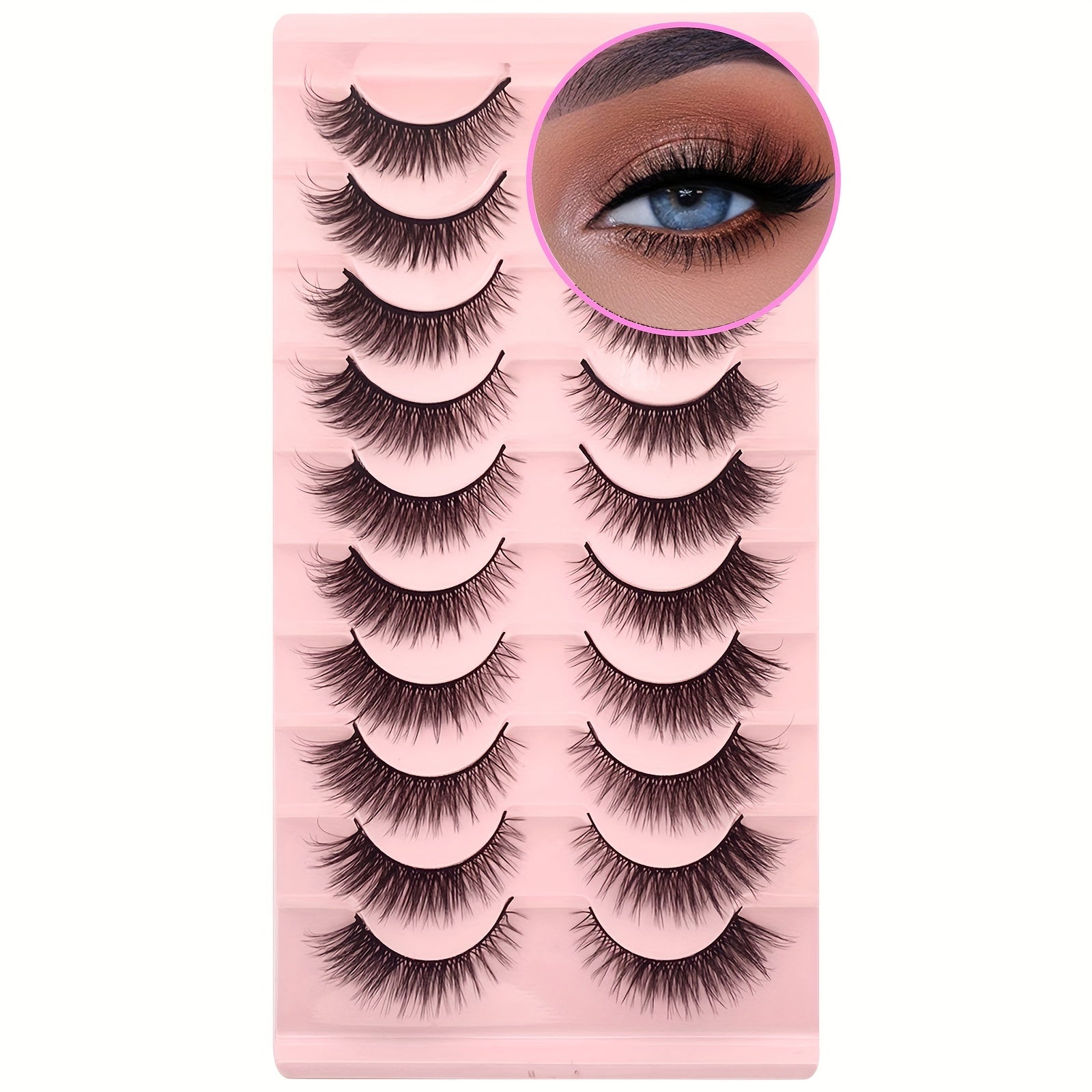 10 Pairs Faux Mink Lashes Natural Look Cat Eye False Eyelashes