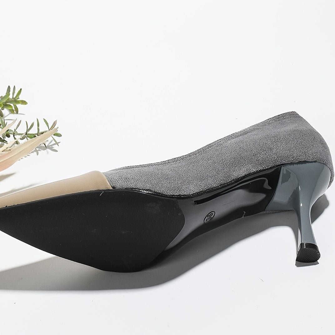 Women's Cap Toe High Heels Pointed Toe Slip On Stilettos Office Work Pumps